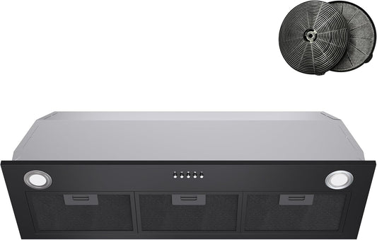 Black Range Hood Insert 36 inch, Built-in Kitchen Hood with 600 CFM, Ducted/Ductless Convertible Vent Hood