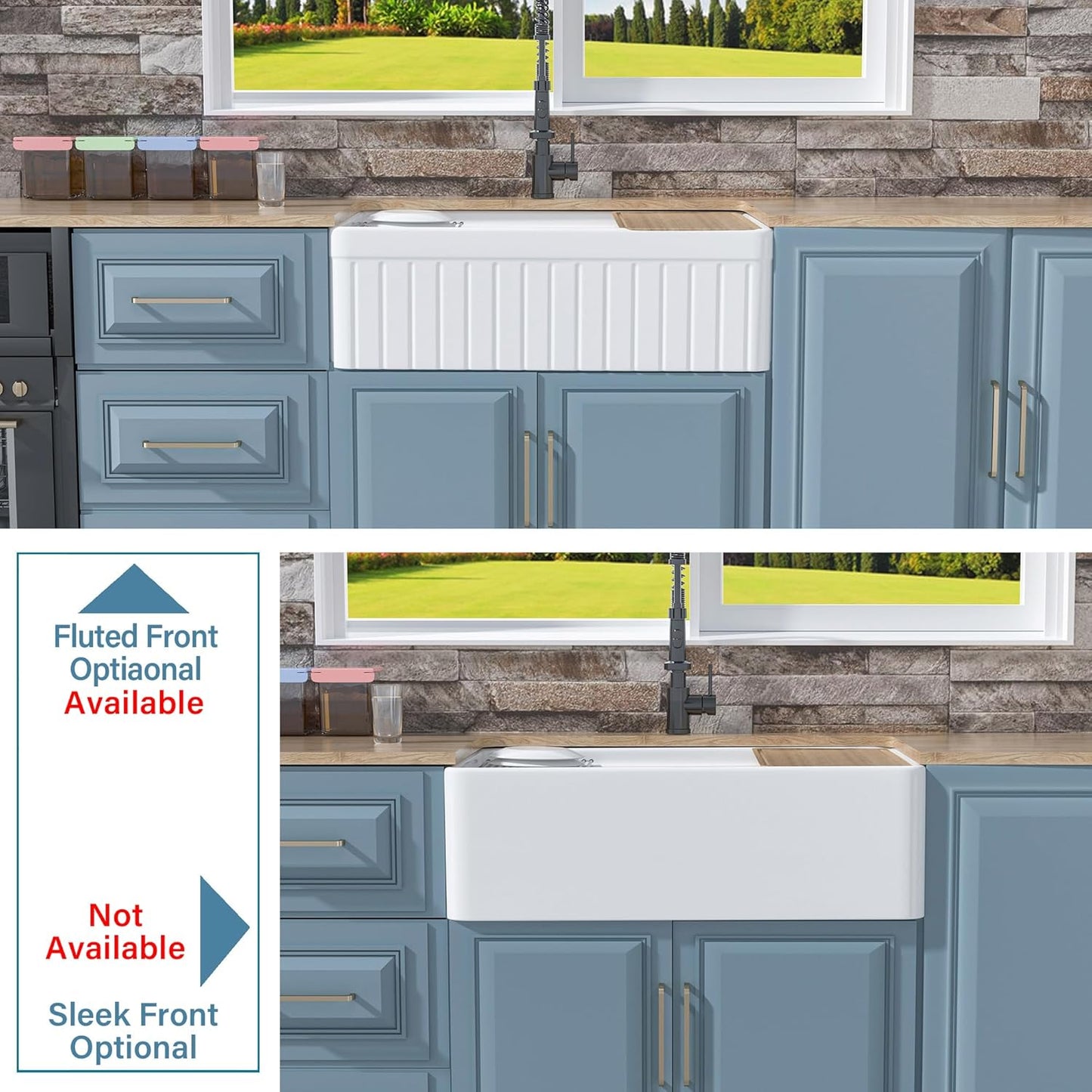 White Farmhouse Workstation Sink 33 x 20 Inch, Firecaly Apron Front Undermount Farm Sink, Heavy Duty