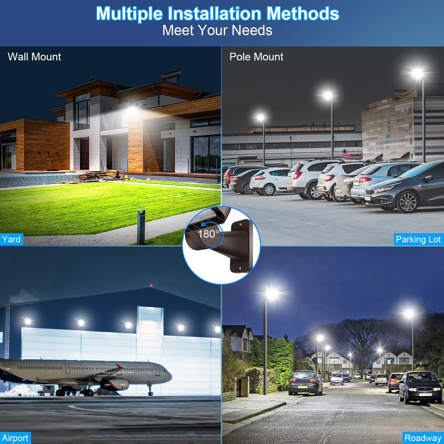 480W LED Parking Lot Light, Dusk to Dawn, Outdoor Commercial Lighting, IP65, 5000K, Heavy Duty, 2 Pack
