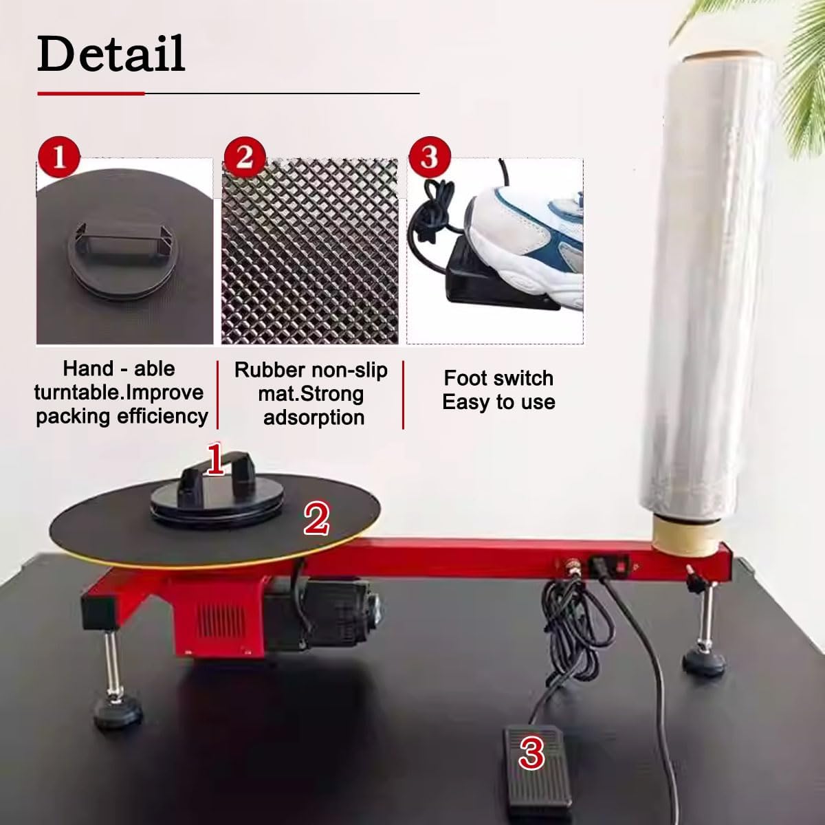 220V Electric Stretch Film Wrapping Machine Wrap-Around Film Baler Turntable Diameter 15.7'