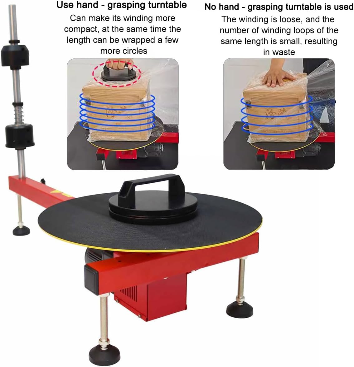 220V Electric Stretch Film Wrapping Machine Wrap-Around Film Baler Turntable Diameter 15.7'
