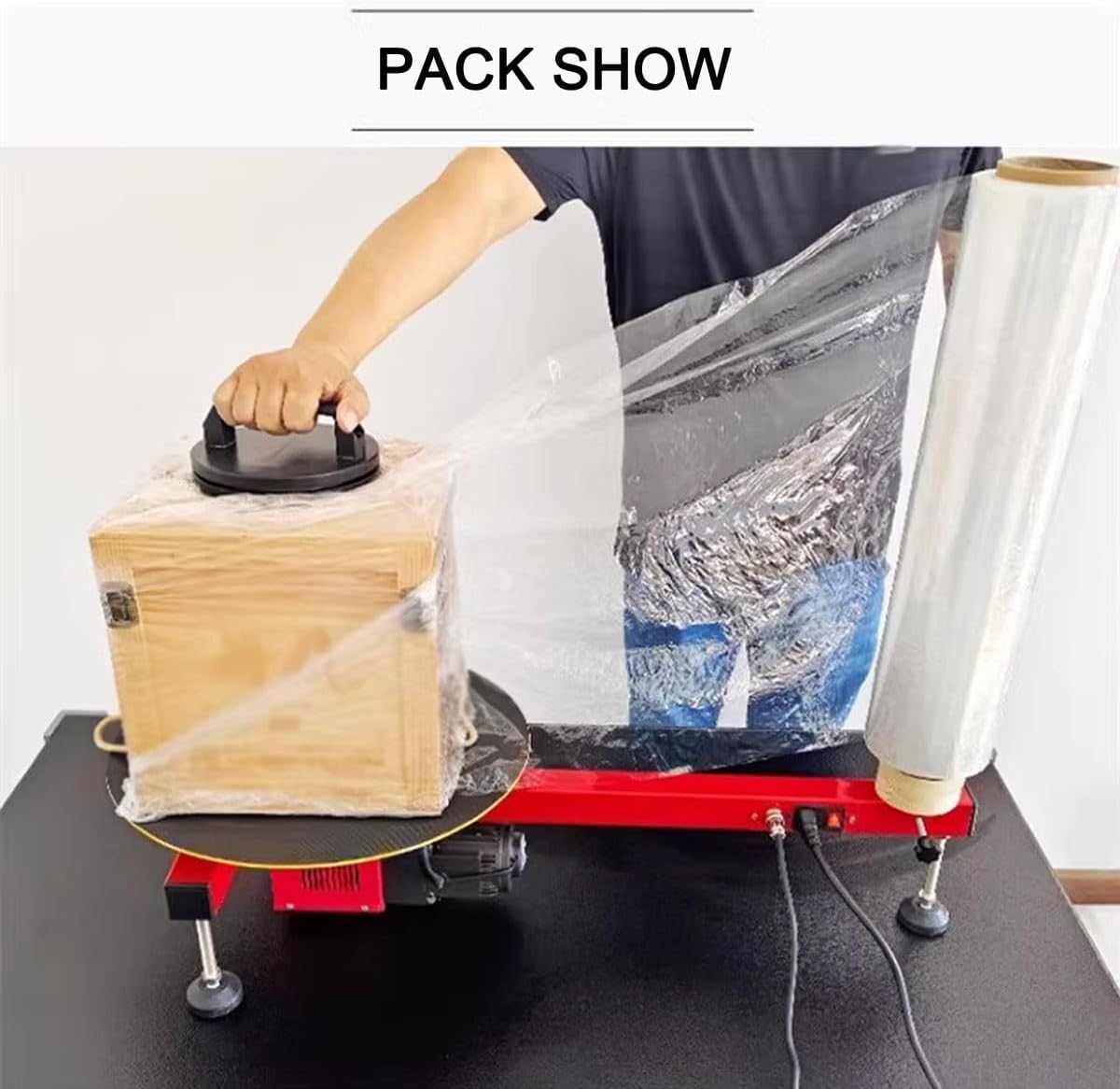 220V Electric Stretch Film Wrapping Machine Wrap-Around Film Baler Turntable Diameter 15.7'