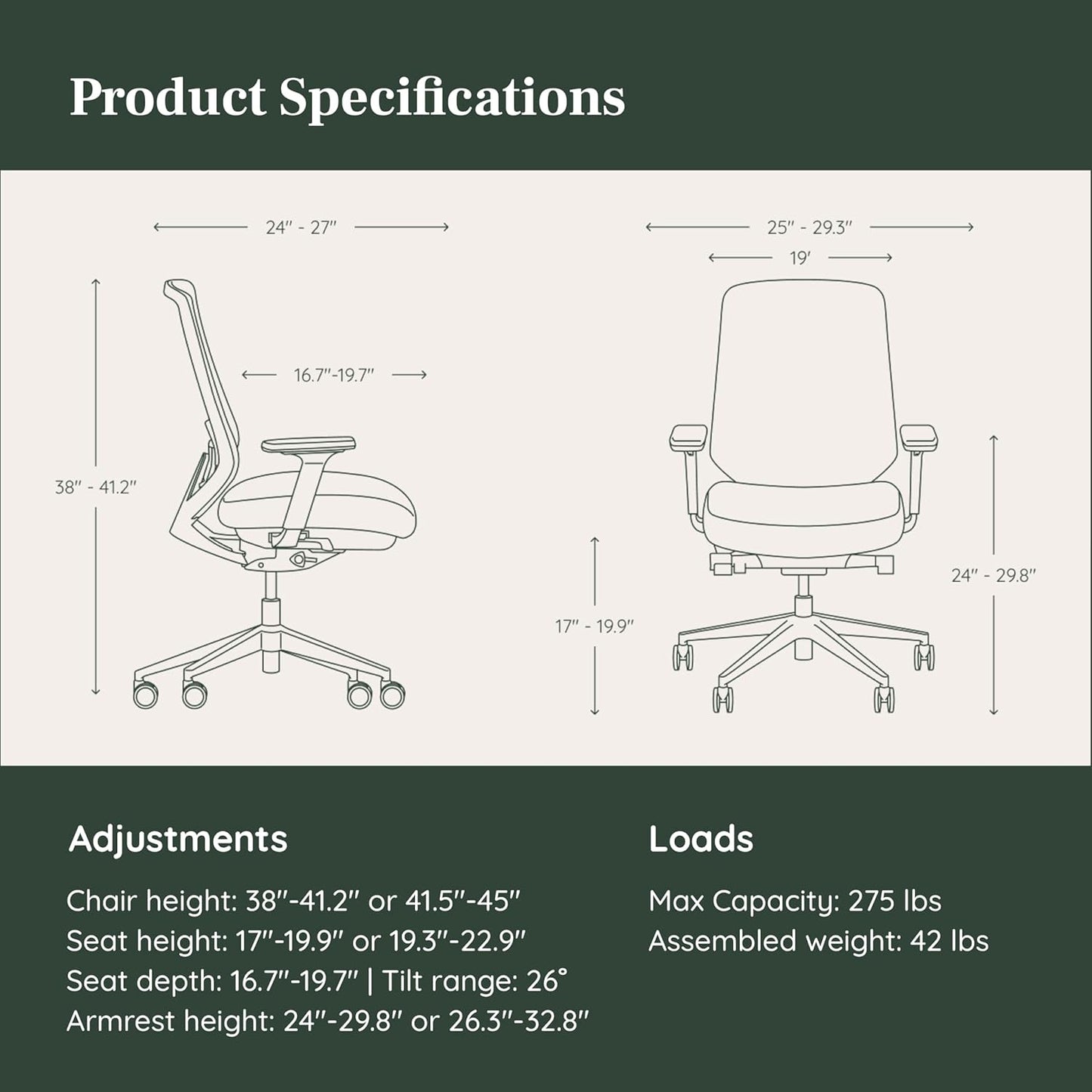 Mesh Office Chair with 14 Points of Adjustment - Height, Depth, Tilt Adjustable, 5D Armrests