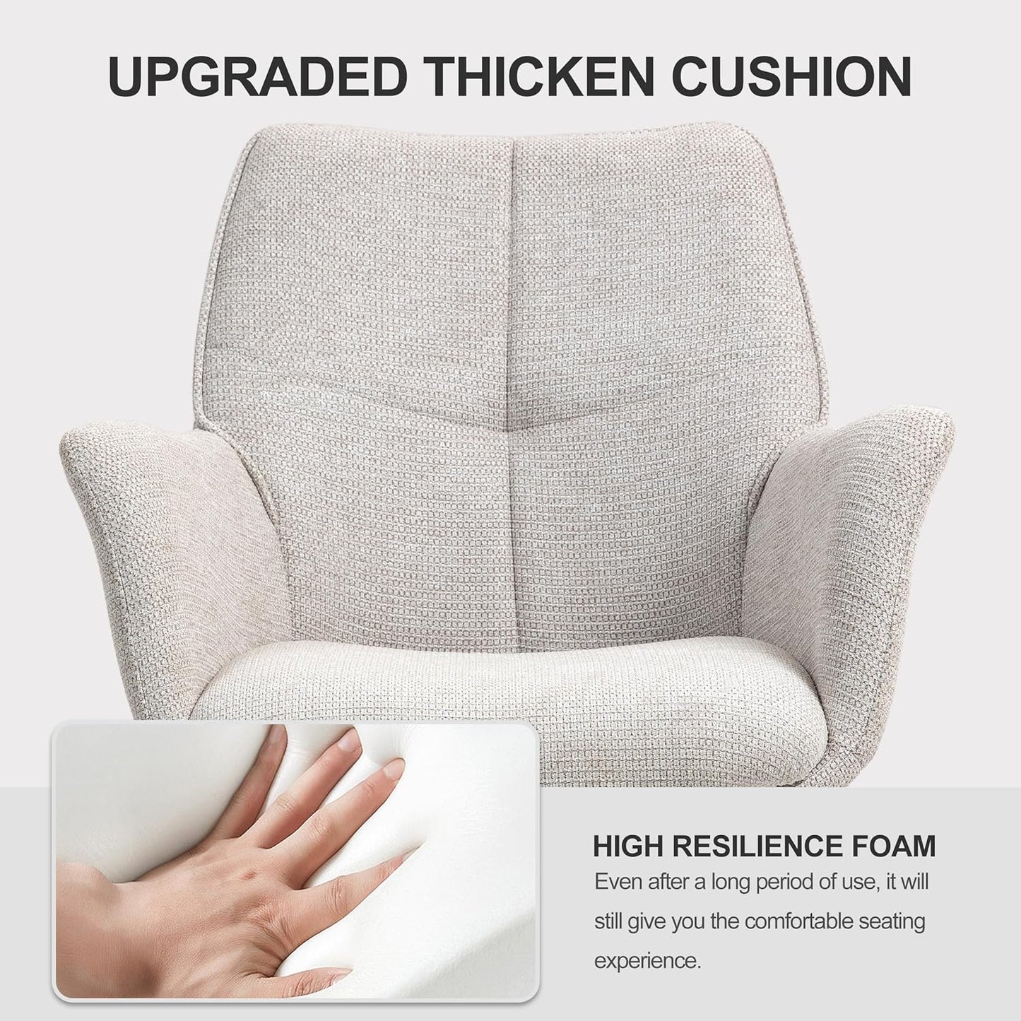 Swivel Dining Chairs, Set of 2,  Upholstered, with Metal Legs Comfortable Back for Living Room, Bedroom,Study Room
