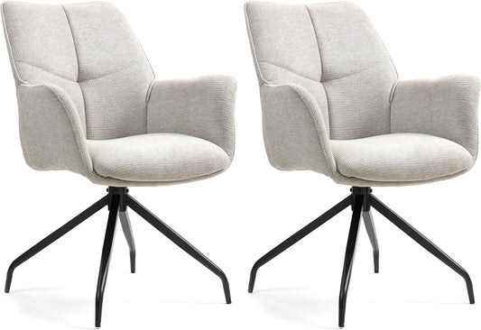 Swivel Dining Chairs, Set of 2,  Upholstered, with Metal Legs Comfortable Back for Living Room, Bedroom,Study Room
