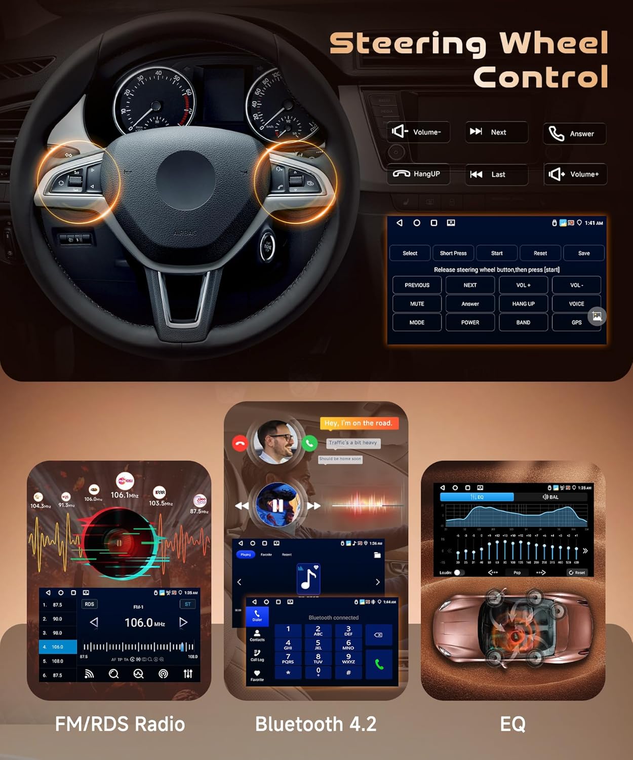 4Core 2G+64G Car Radio for Toyota Tundra 2007-2013, Android, Wireless CarPlay Android Auto, GPS Navigation