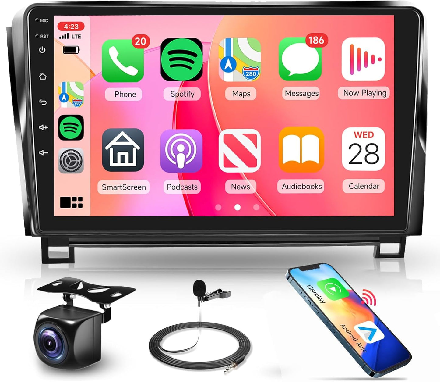 4Core 2G+64G Car Radio for Toyota Tundra 2007-2013, Android, Wireless CarPlay Android Auto, GPS Navigation