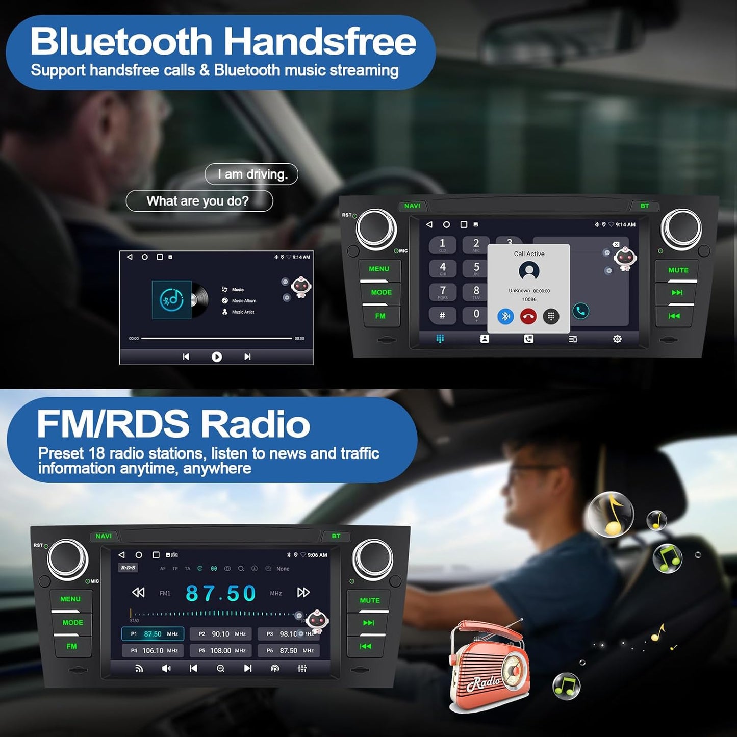 2G+64G Car Stereo for BMW 328i 335i 325i E90 E91 E92 E93 3 Series 2005-2011, Wireless CarPlay and/or  Android