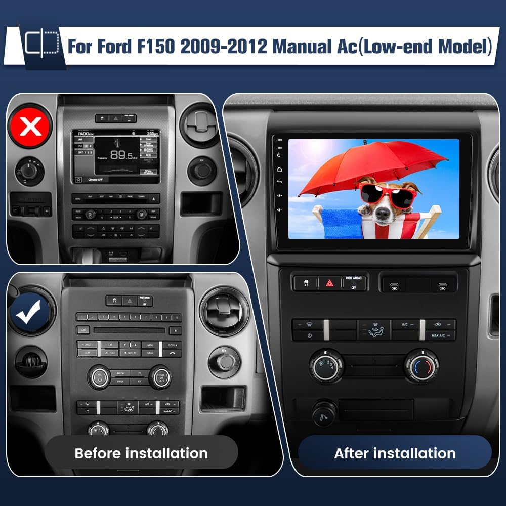 Car Radio Stereo for Ford F150 2009-2012, 9' Touch Screen 2G+32G w/ Carplay/Android, Head Unit