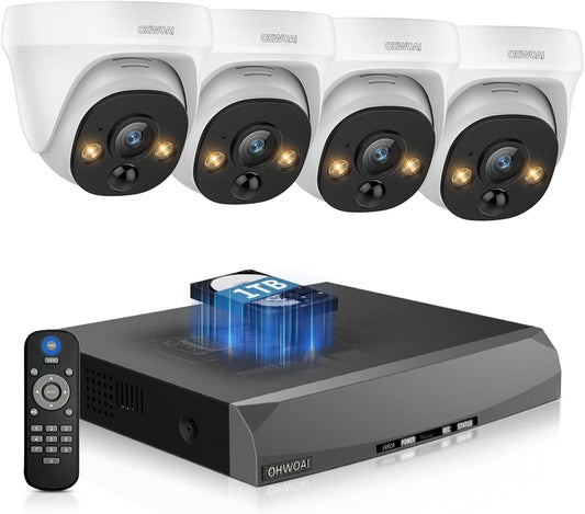 130° Wide Angle & PIR Motion Detection, Wired Security Camera System Outdoor, 4K POE IP Cameras with 8CH