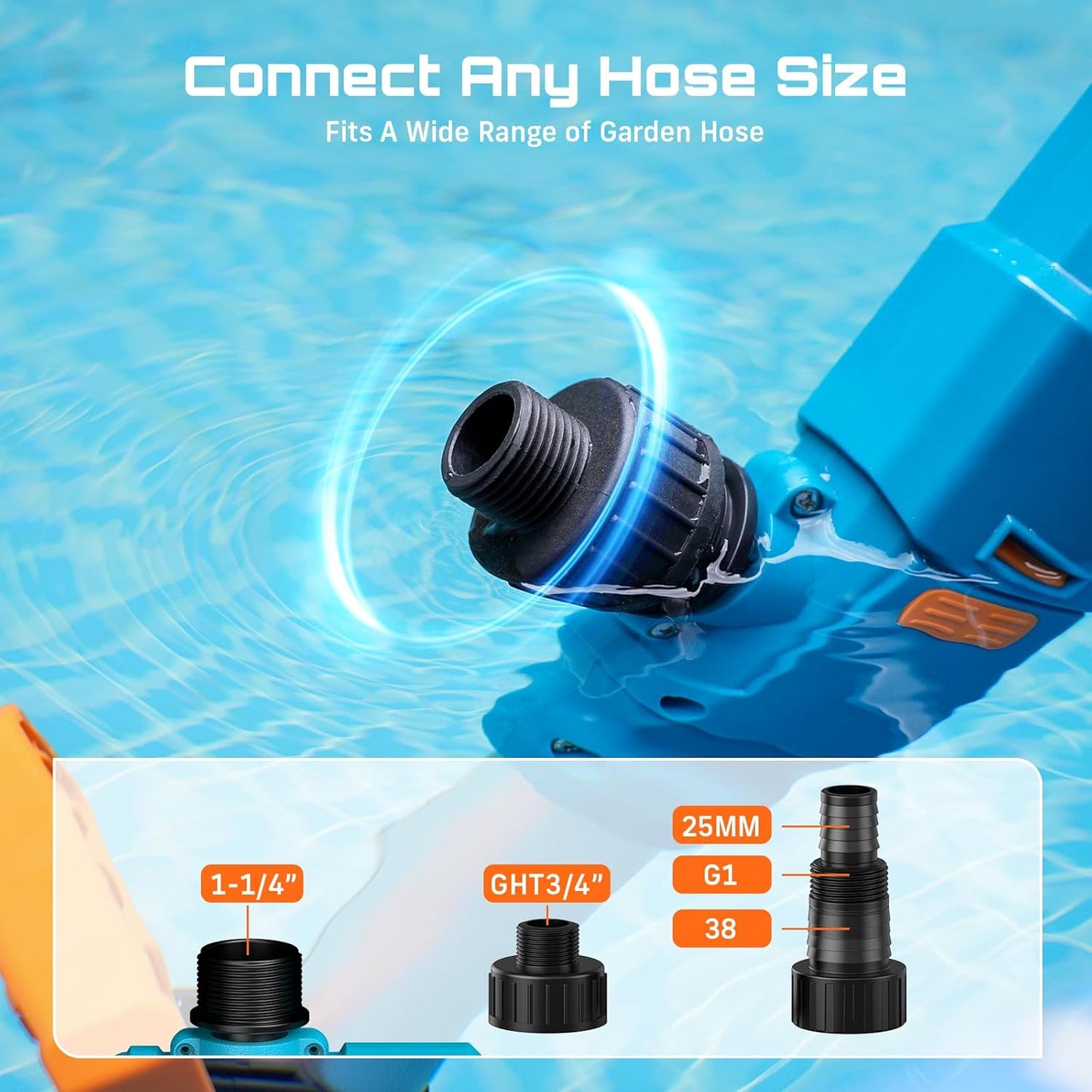 Cordless Stick Water Transfer Pump, with 24000mAh Batteries & Charger, Detachable Battery Pod, 740GPH 21V