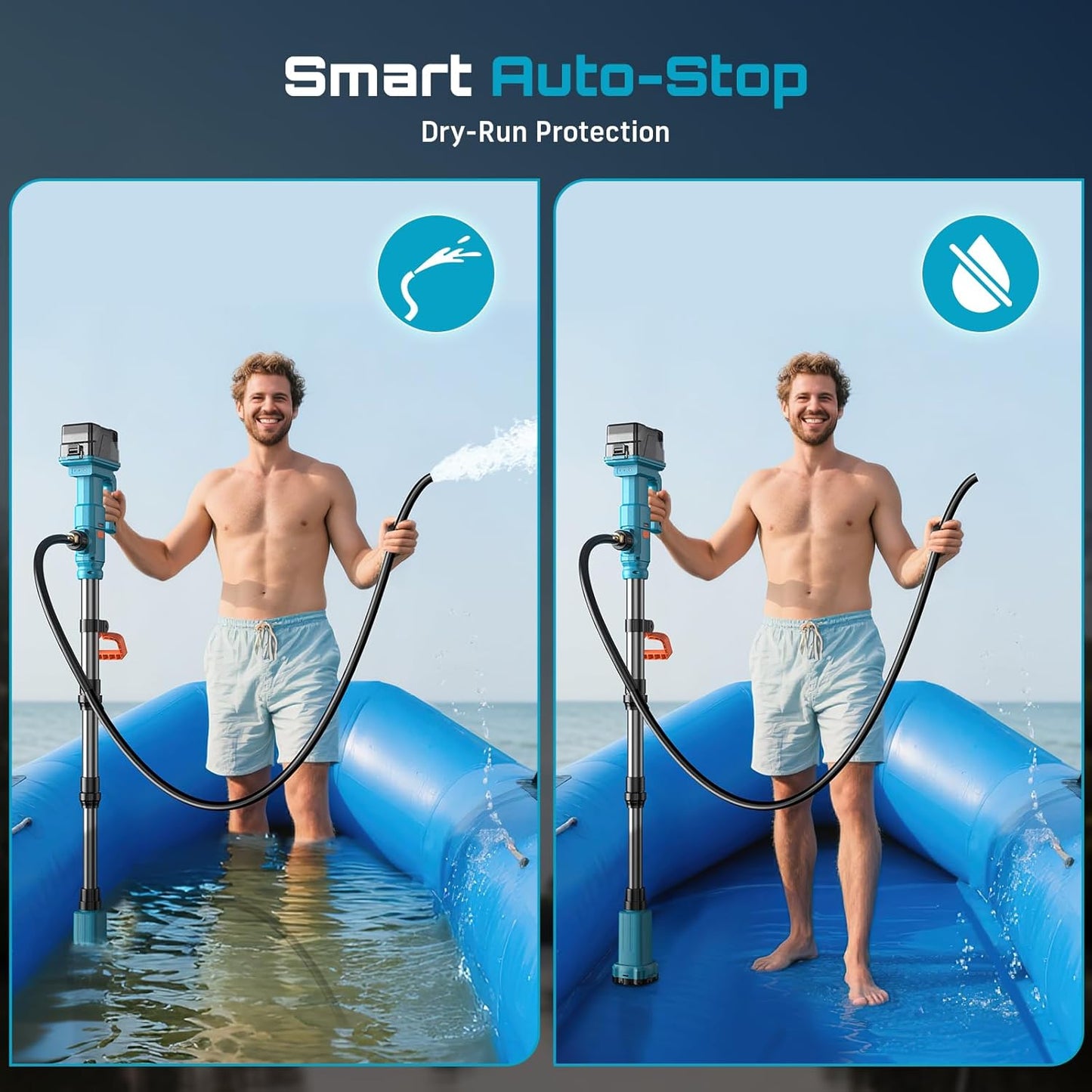 Cordless Stick Water Transfer Pump, with 24000mAh Batteries & Charger, Detachable Battery Pod, 740GPH 21V