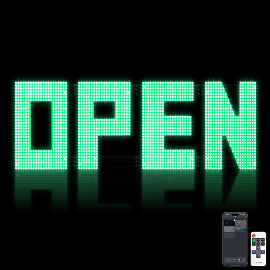 50'x17' Large LED Open Sign with Remote and Bluetooth App, Super Bright, Dimmable Big Open Sign