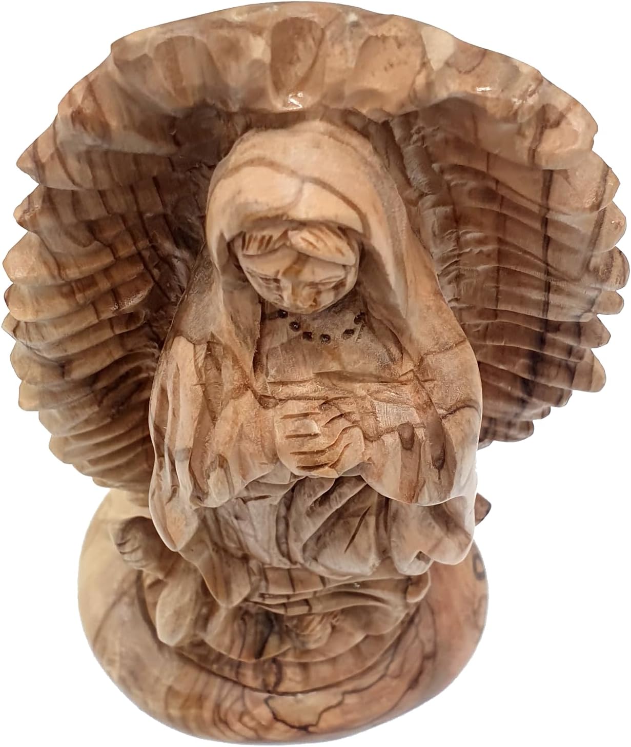 Our Lady of Guadalupe Statue 9.4', Hand Carved Olive Wood, Virgin Mary Religious Sculpture