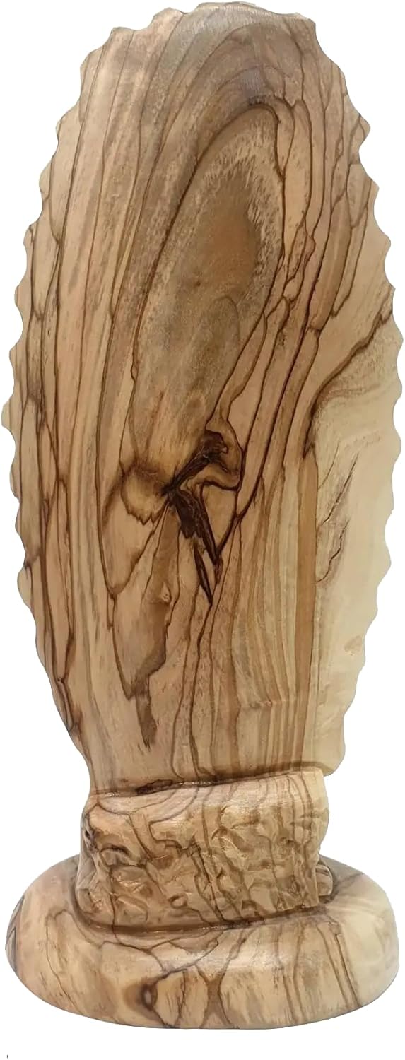 Our Lady of Guadalupe Statue 9.4', Hand Carved Olive Wood, Virgin Mary Religious Sculpture