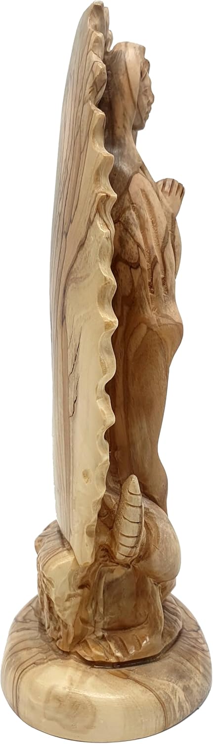 Our Lady of Guadalupe Statue 9.4', Hand Carved Olive Wood, Virgin Mary Religious Sculpture