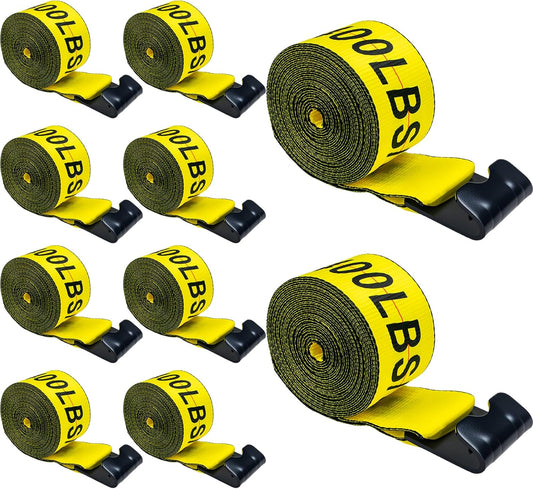 Truck Straps, 4' x30' Heavy Duty Tie Down w/Flat Hooks, 5400lbs, Winch Cargo Straps tie Down for Flatbeds