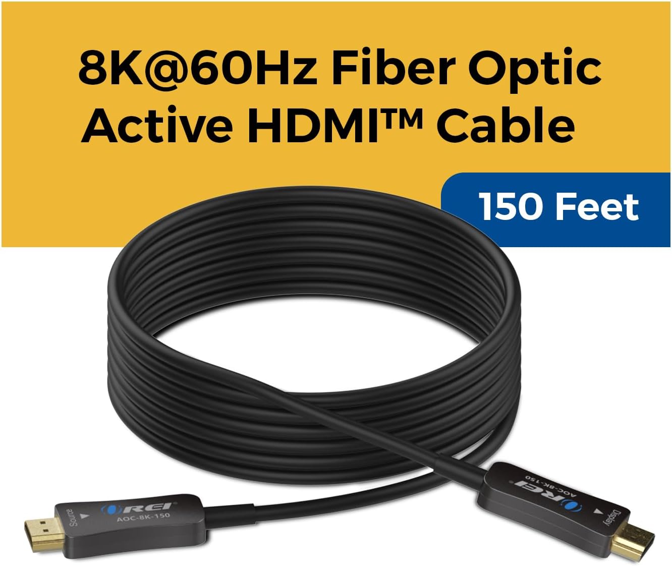 8K HDMI 2.1 Cable 150ft AOC Active Optical Fiber HDMI Cable, 48Gbps, 8K@60Hz, 4K@120Hz, HDR10+, eARC,
