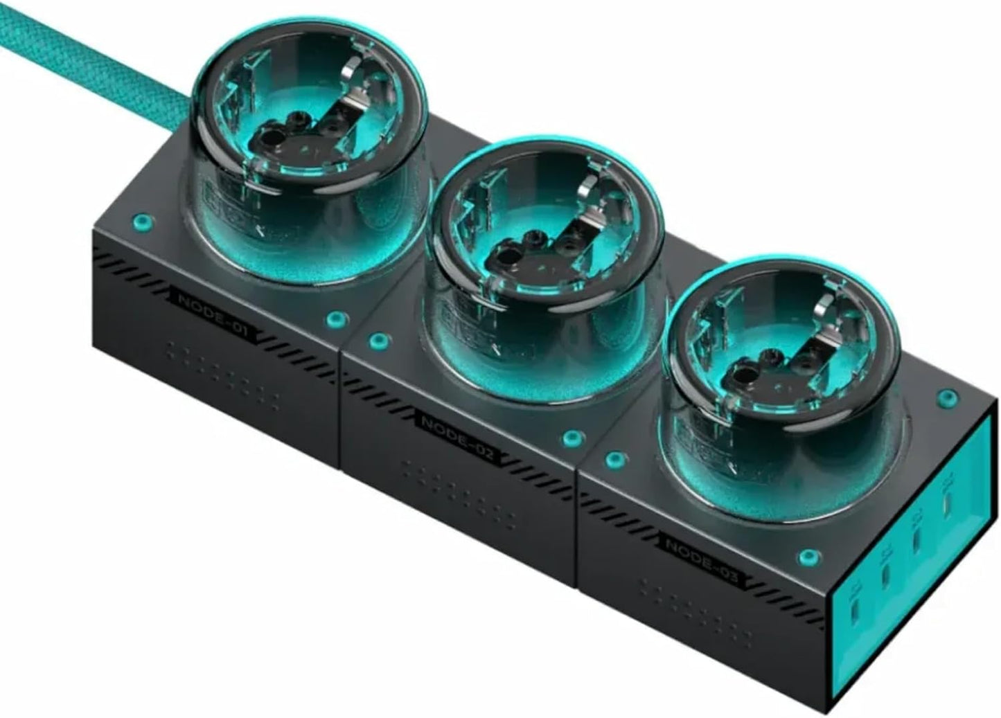 Moonbase 240W GaN Desktop Charger, Power Strip 7-Port Power Hub with 3 AC Outlets, 4 USB-C Ports