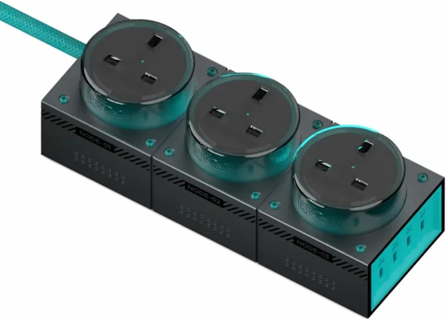 Moonbase 240W GaN Desktop Charger, Power Strip 7-Port Power Hub with 3 AC Outlets, 4 USB-C Ports