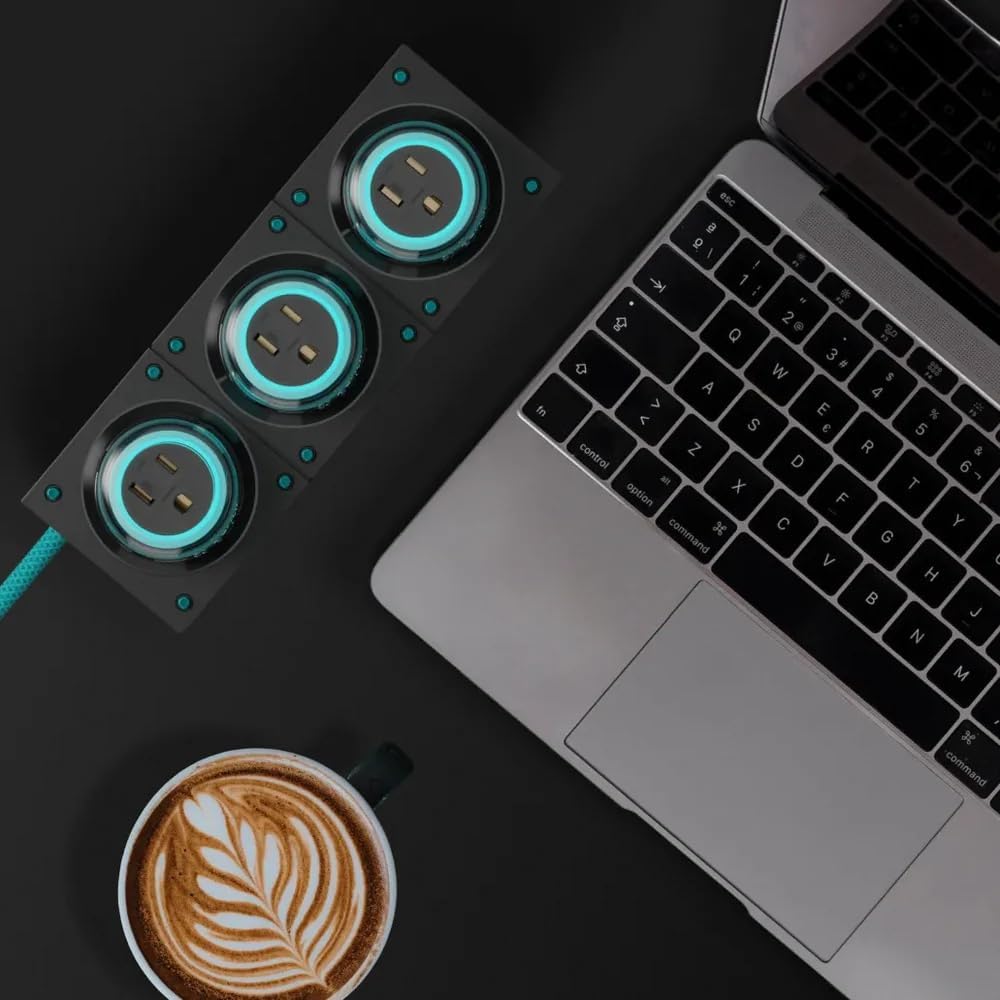 Moonbase 240W GaN Desktop Charger, Power Strip 7-Port Power Hub with 3 AC Outlets, 4 USB-C Ports