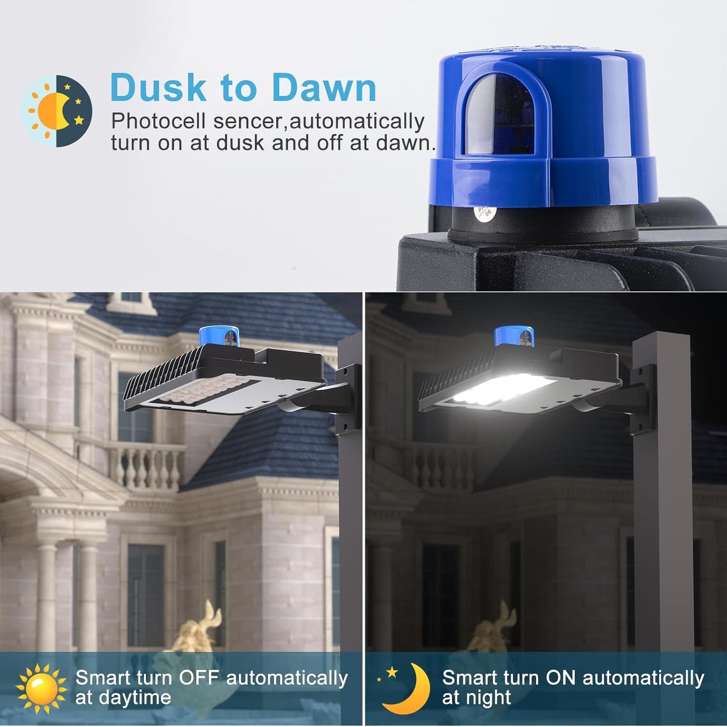 240W Parking Lot Lighting 36000Lm 5000K LED Parking Lot Lights with Dusk to Dawn Photocell, 4Pack