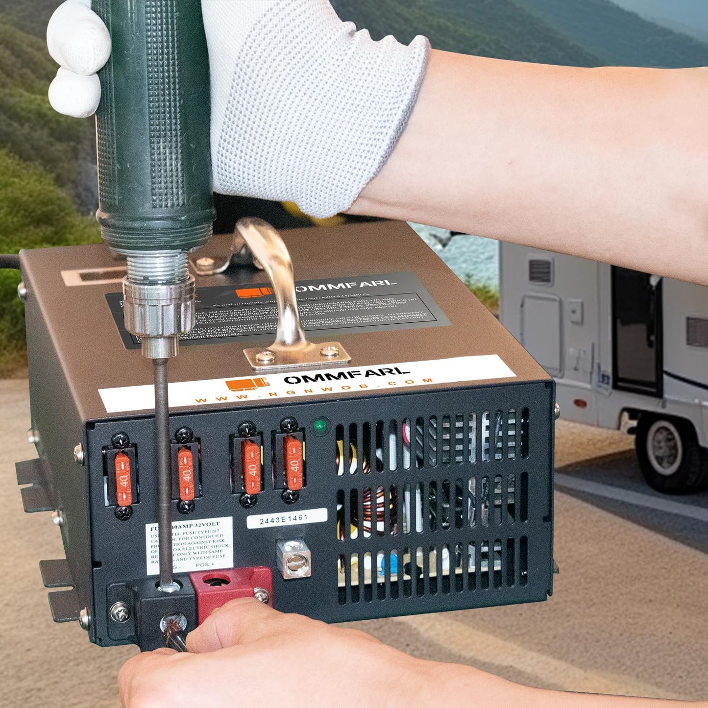 100 amp Power Converter for RV Camper w/ Handle, 15ft Cables, Battery Chargers with 3 Stage Smart Charging Mode