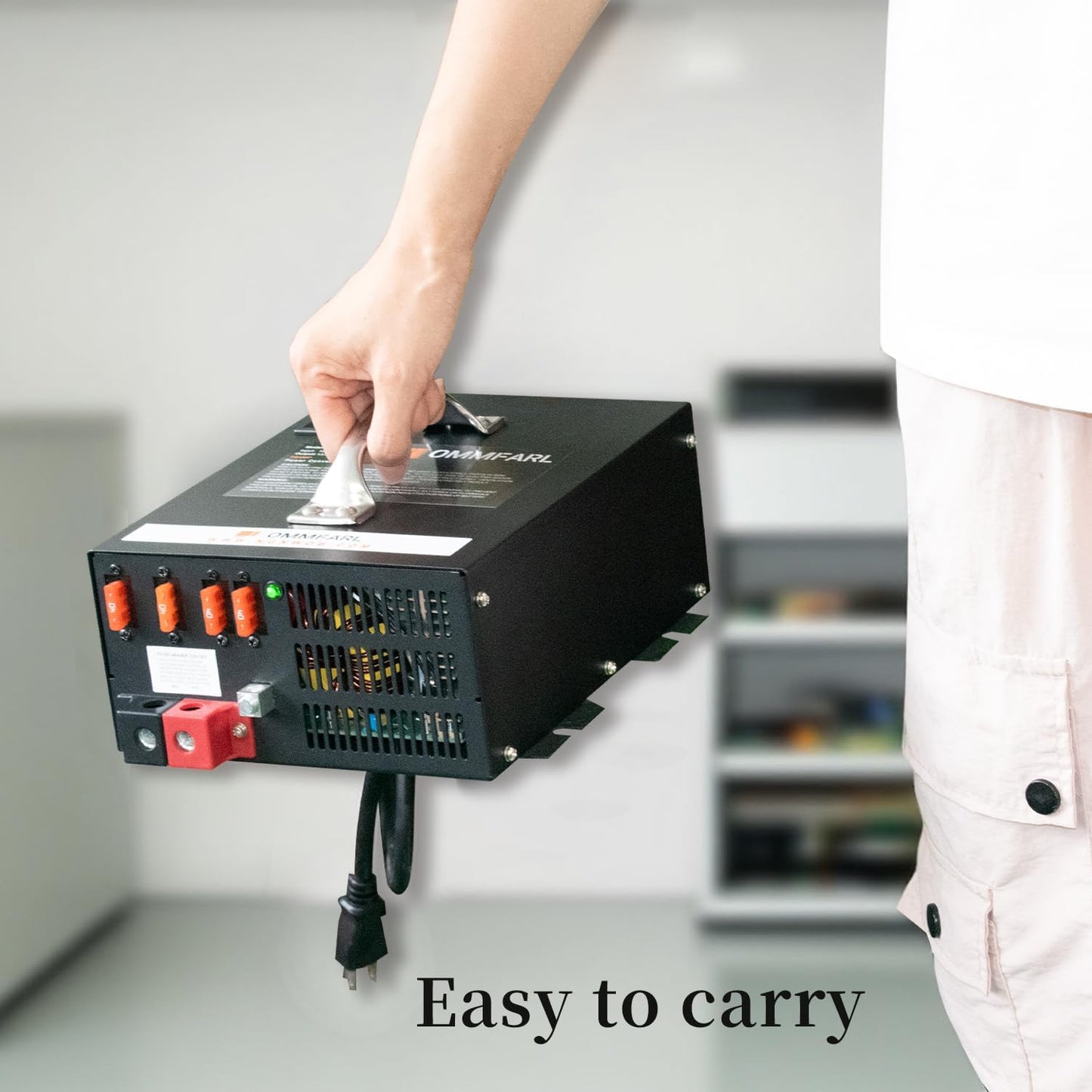 100 amp Power Converter for RV Camper w/ Handle, 15ft Cables, Battery Chargers with 3 Stage Smart Charging Mode