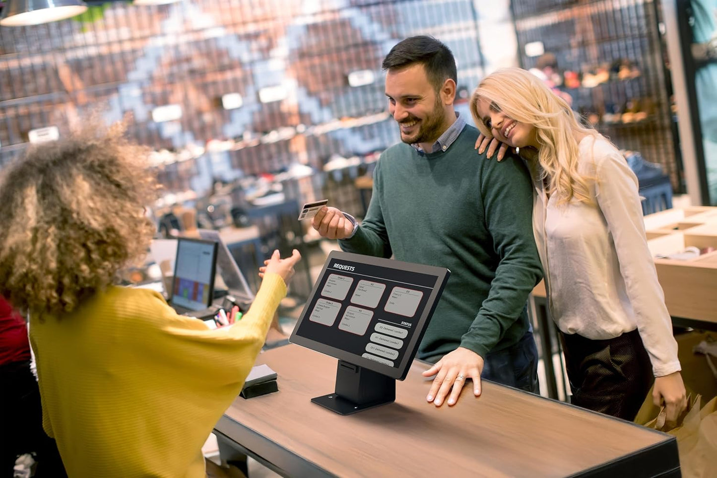 Countertop POS Monitors Mount Stand with Printer Space  Displays up to 22'- 34'