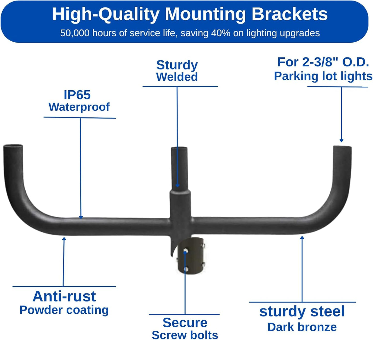 Bullhorn Mounting Bracket Tenon, 2-3/8' Round Triple Light, Adaptor for 3 Slip Fitter Lights Led
