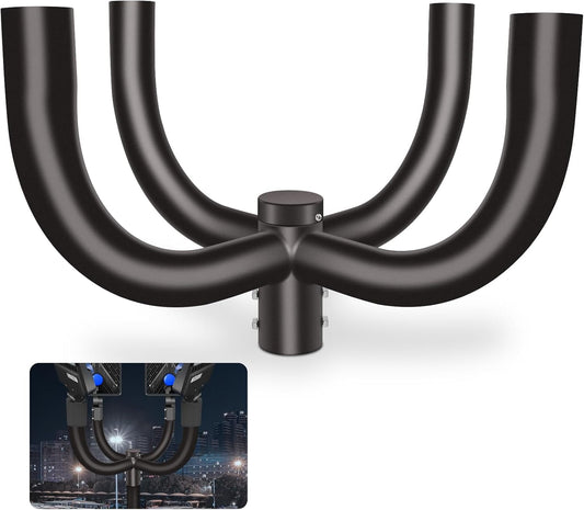 Bullhorn Tenon Adapter Bracket, with 2-3/8' 4 Arm for Round Pole, Quad Mounting Bracket for Slip Fitter Fixture