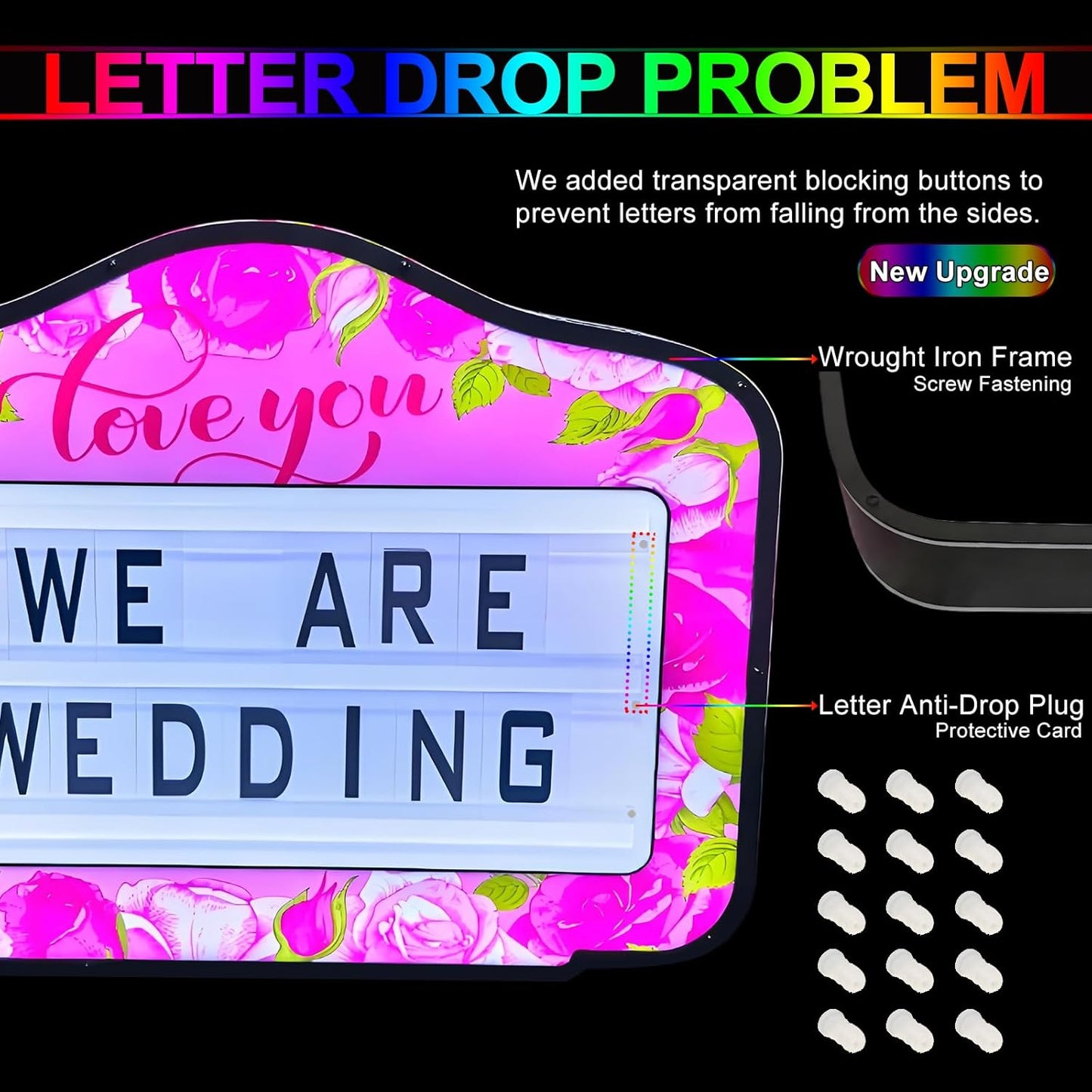 Bottle Service Sign for Wedding, Cinema Light Box with 4 Sets Letters, 1 Numbers Kit