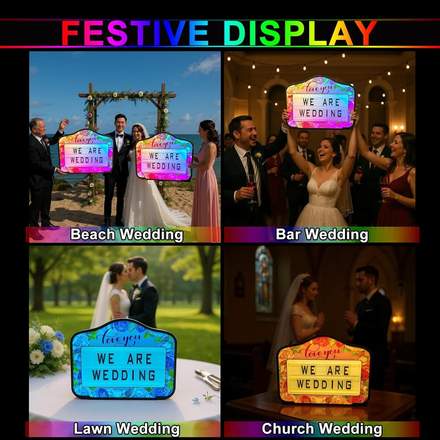 Bottle Service Sign for Wedding, Cinema Light Box with 4 Sets Letters, 1 Numbers Kit
