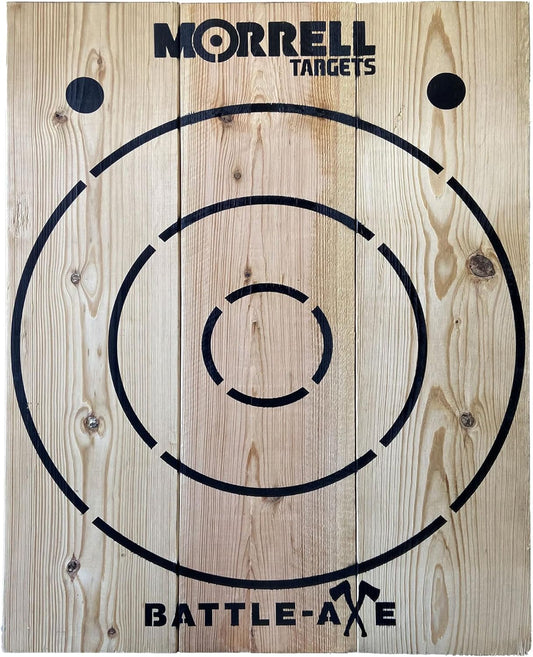 Battle Axe Single Wood Throwing Target Board with Metal Chain for Outdoor, 28 x 2.5 x 36.25 Inches, Black