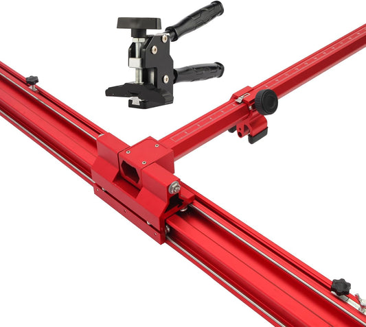 Red Manual T-Shape Tile/Glass Cutter Portable 71' Guide, Max Cutting Width 35.4', Ideal for DIY; Home Renovation