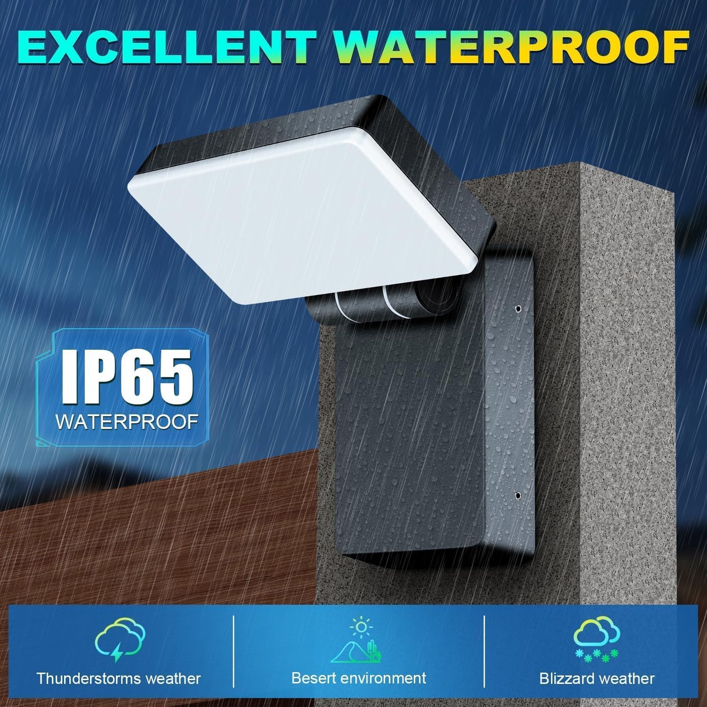 Black Aluminum 40W LED Outdoor Wall Light, 3000LM 5000K, Waterproof w/ 360 Rotate and Adjustable Head
