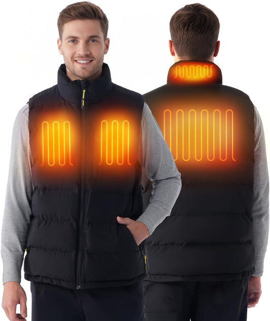 Heated Vest for Men with Battery Pack included, Lightweight Quilted Rechargeable Winter Heated Vest (Medium, Black)