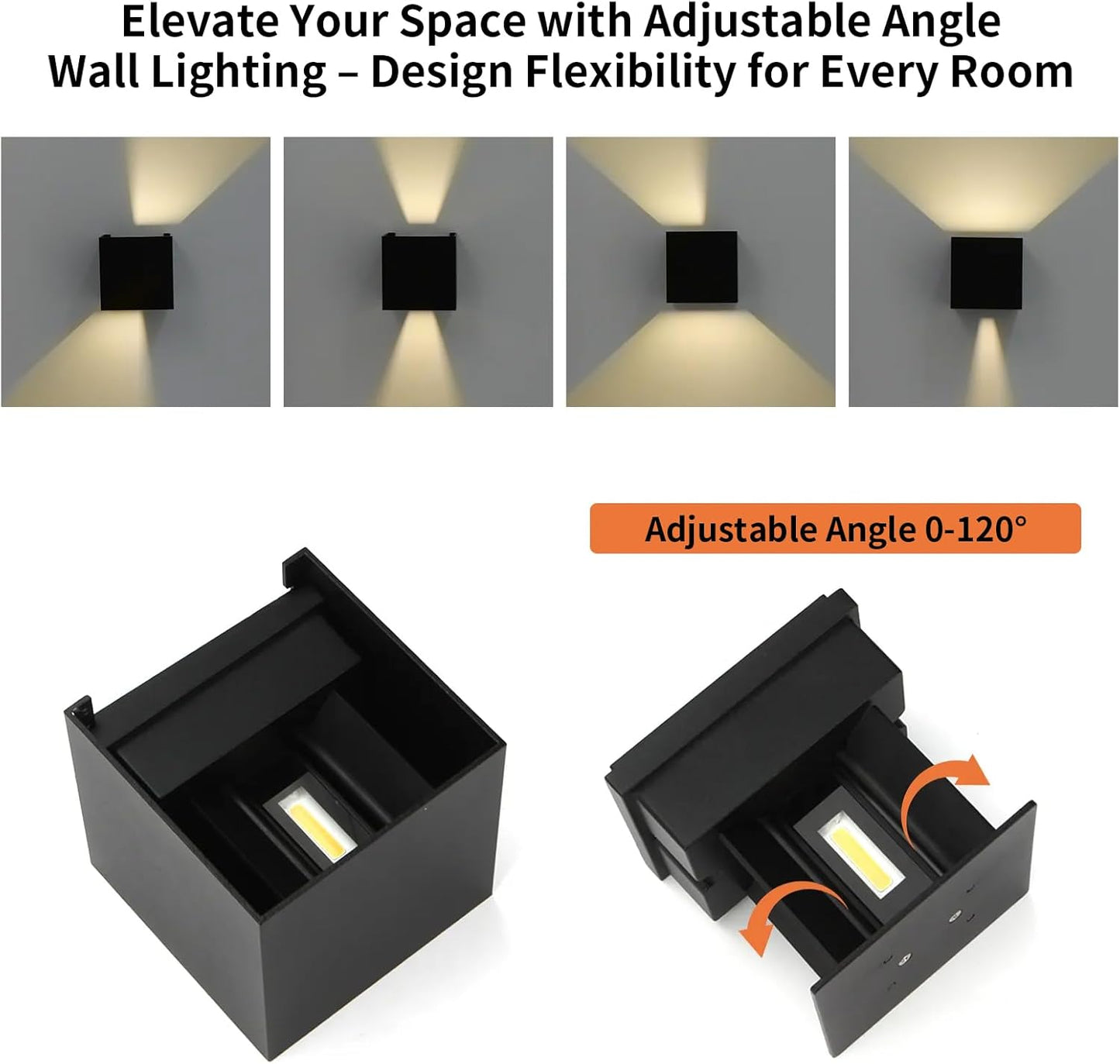 4 Pack Outdoor Wall Lights,12W Warm Light 3000K LED Modern Square Sconce Fixture Set, Waterproof