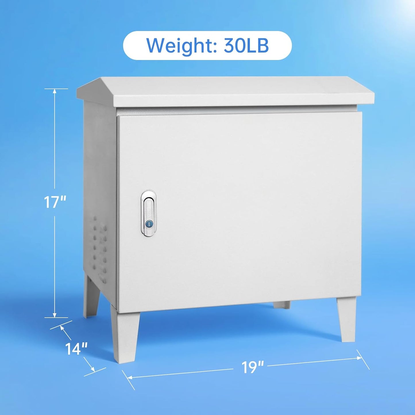 Pond Aerator Weatherproof Outdoor Cabinet-19'W14'D17'H, 110V Cooling Fan Housing, Pre-Wired Outlet and Plug Cord