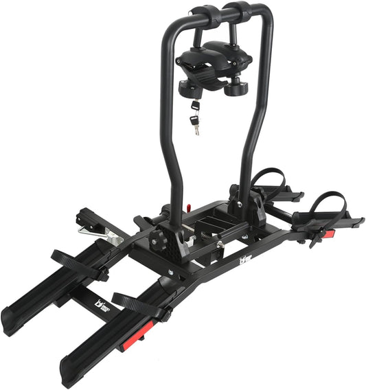 Hitch Bicycle Car Rack for 2 Bikes, Anti-Wobble Locking Tilting Folding Bike Rack with 1.25-2' Receiver