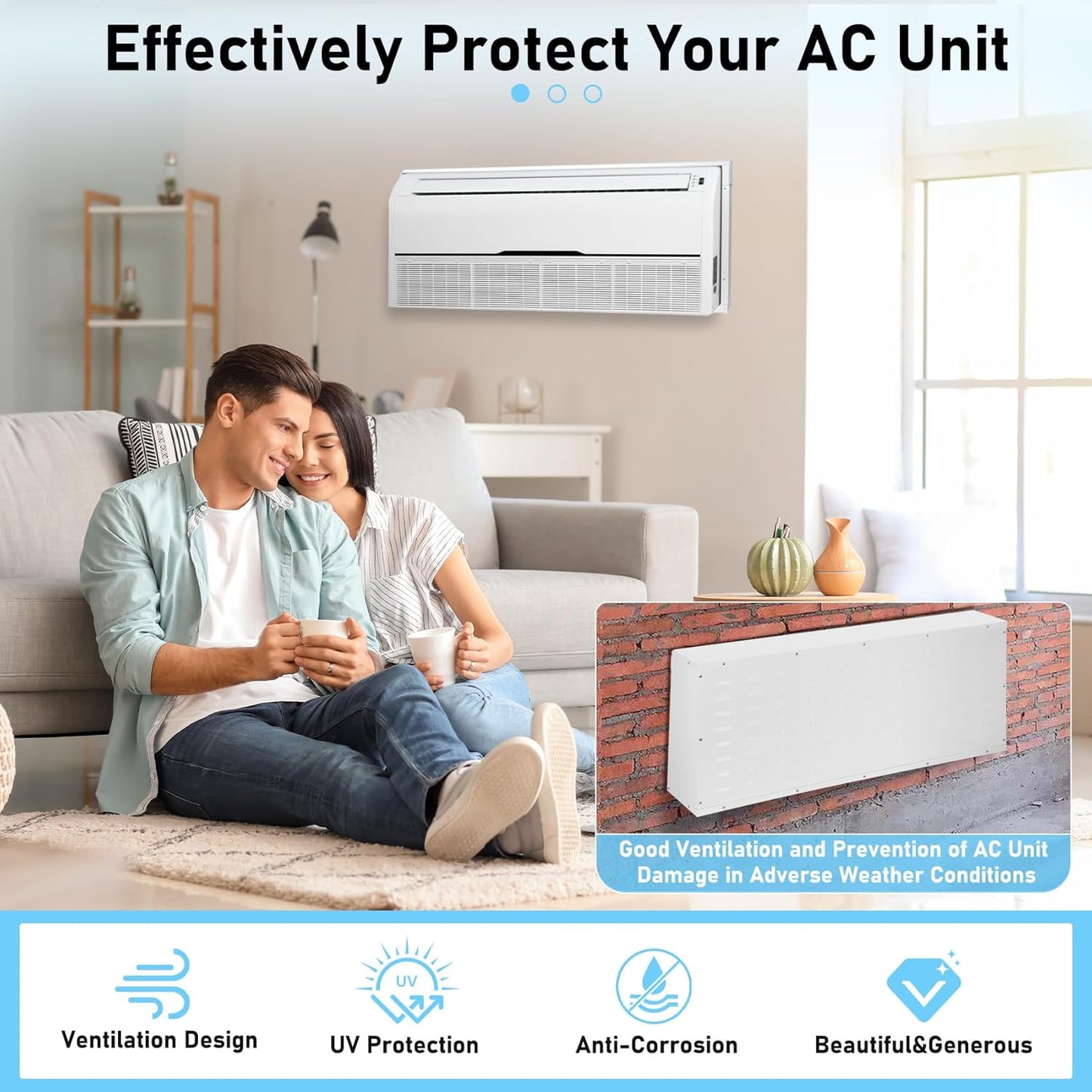 Through The Wall AC Sleeve 42'x 16', Exterior Ventilation Grille, Universal Design