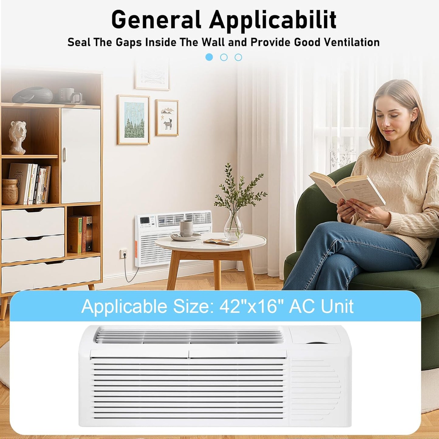 Through The Wall AC Sleeve 42'x 16', Exterior Ventilation Grille, Universal Design