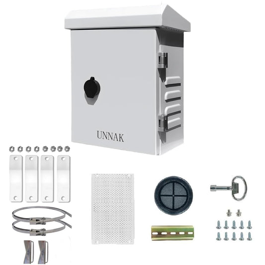 Outdoor Weatherproof Enclosure Electrical Box - 11.6x9.1x5.7, Wall/Pole Mounting Kit