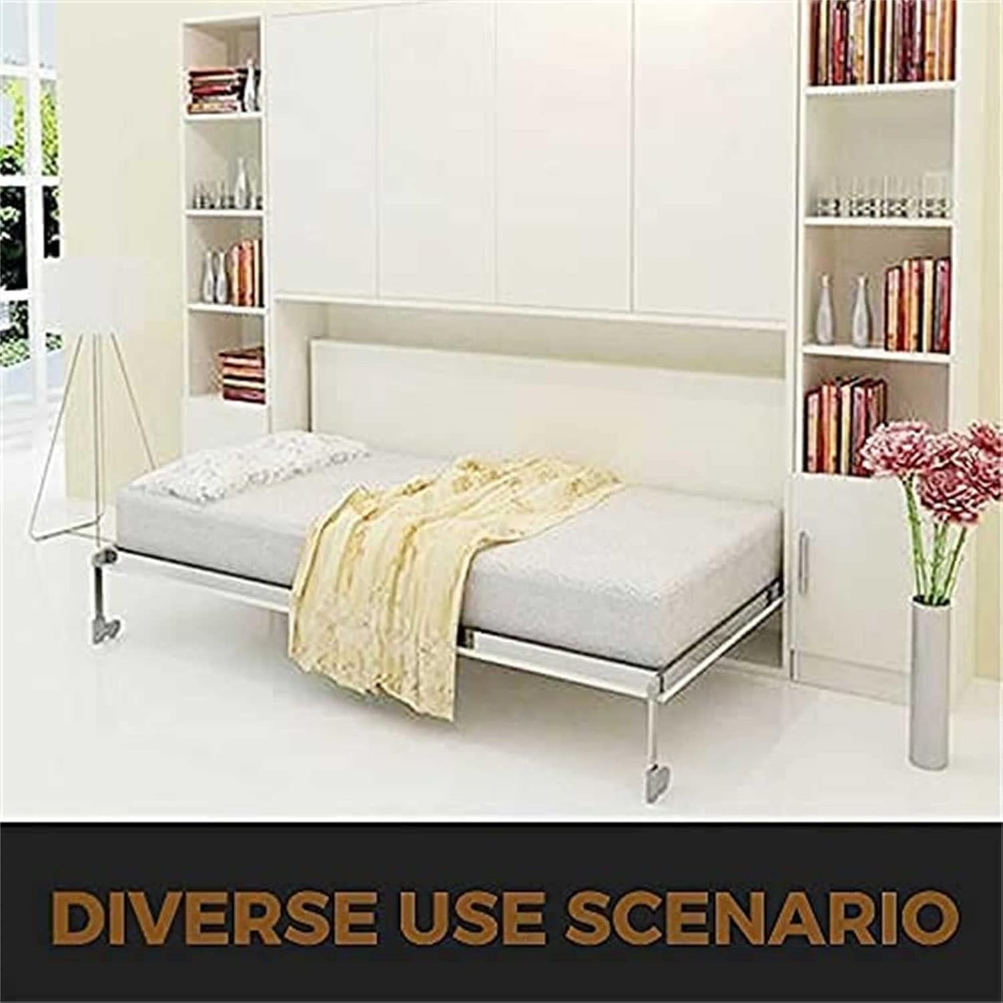 Horizontal Murphy Wall Heavy Duty Bed Support For King, Queen, Twin, DIY Wall Bed Springs Mechanism Hardware Kit