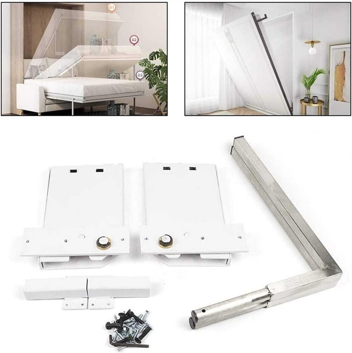 Horizontal Murphy Wall Heavy Duty Bed Support For King, Queen, Twin, DIY Wall Bed Springs Mechanism Hardware Kit