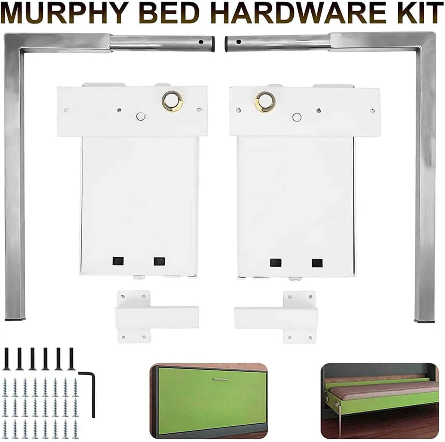 Horizontal Murphy Wall Heavy Duty Bed Support For King, Queen, Twin, DIY Wall Bed Springs Mechanism Hardware Kit