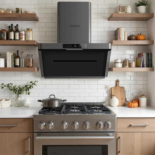 36''Range Hood, Real-time Monitoring, Stainless Steel, Under Cabinet/Wall Vent with Touchscreen, No Filter w/ LED