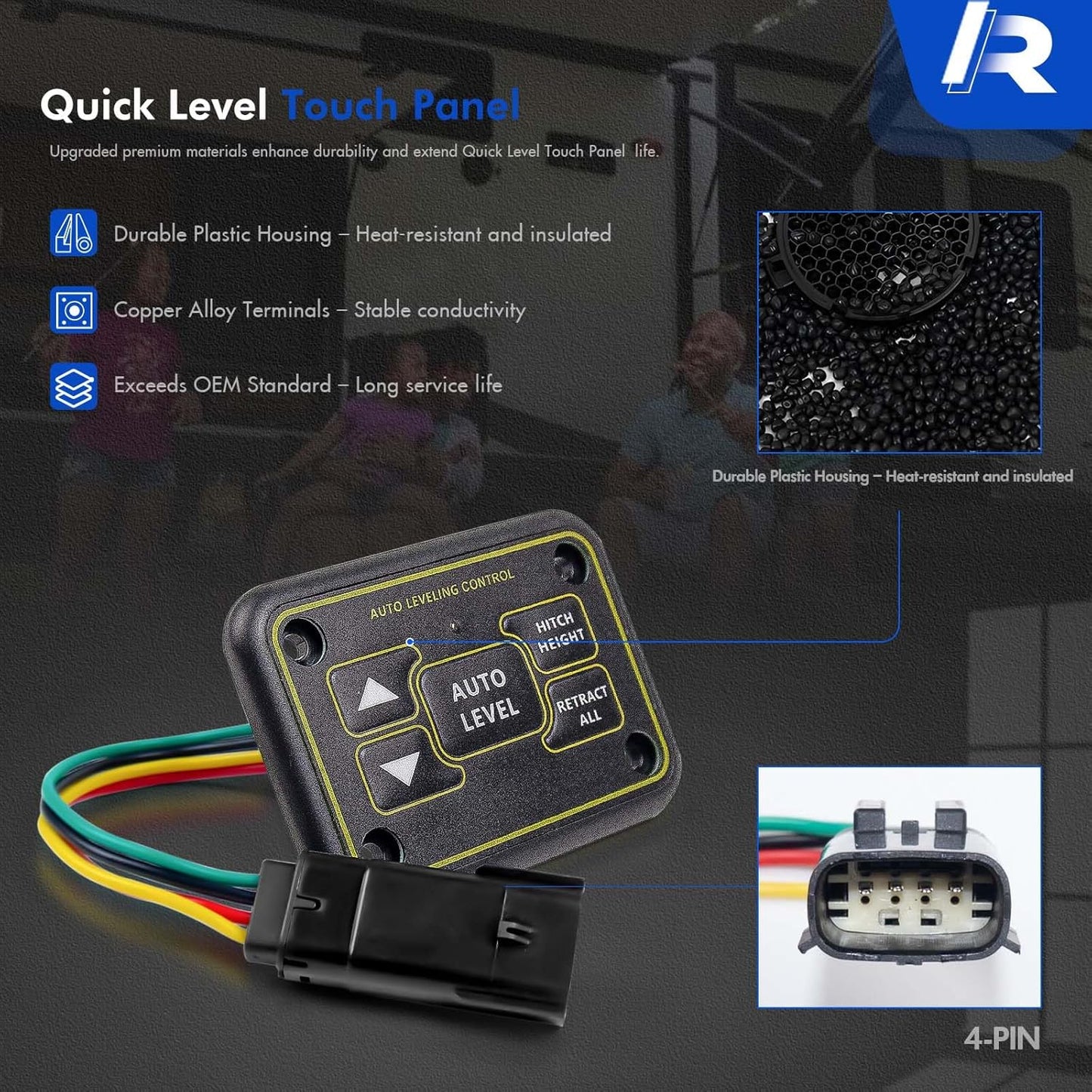 Quick Level Touch Panel Assembly w/RV Auto Leveling Fit for Ground Control, Level-Up Hydraulic Leveling System