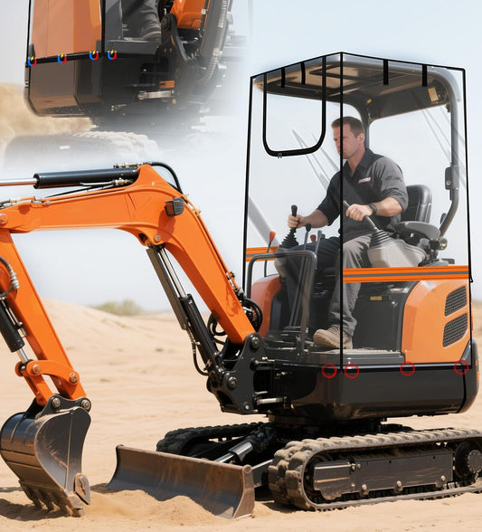 Upgraded Transparent Mini Excavator Cover with Magnetic Bottom, Waterproof Clear Excavator Cab Enclosure