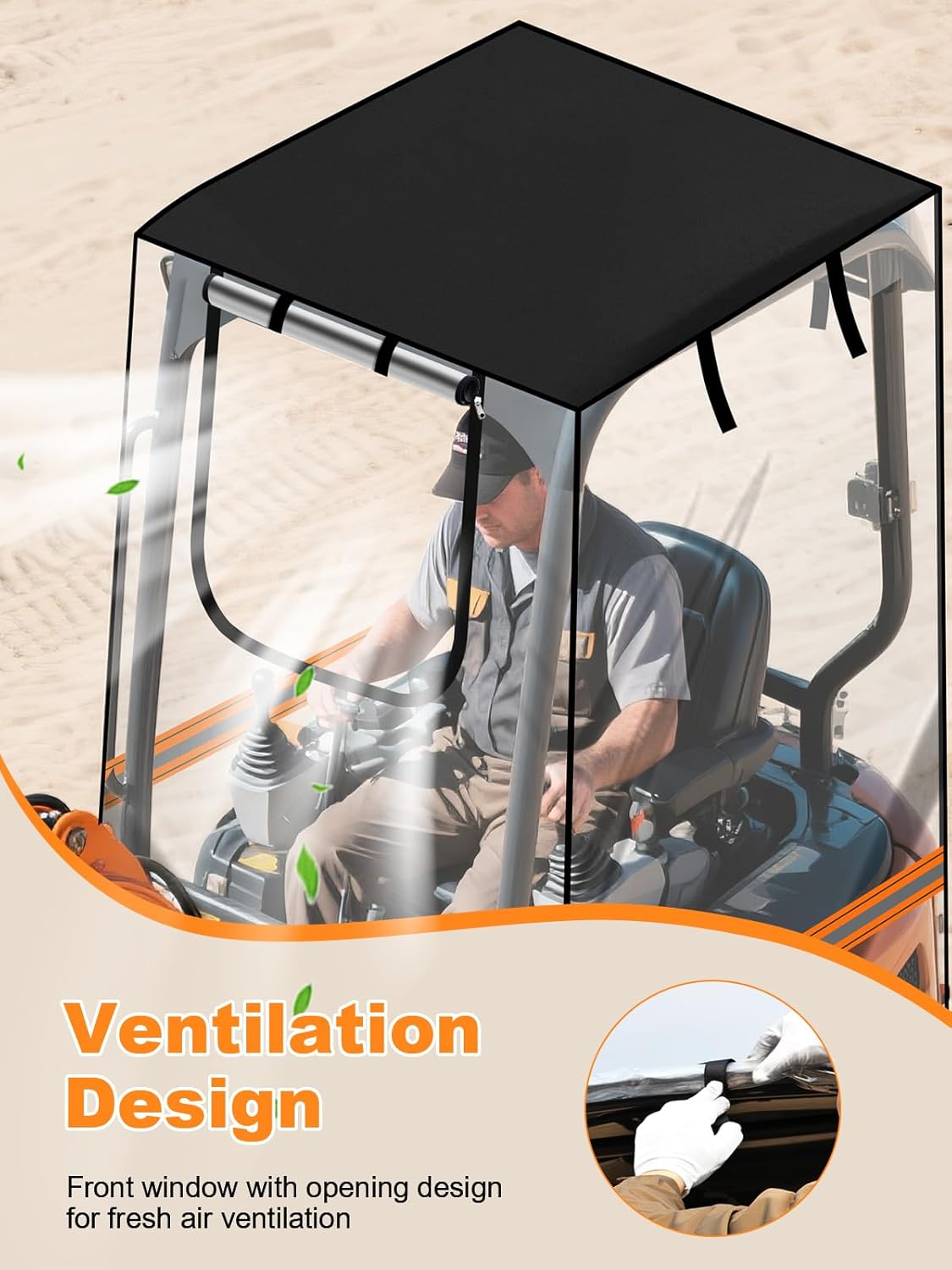Upgraded Transparent Mini Excavator Cover with Magnetic Bottom, Waterproof Clear Excavator Cab Enclosure
